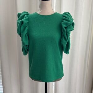 THML Emerald Green Ruffle Sleeve Blouse